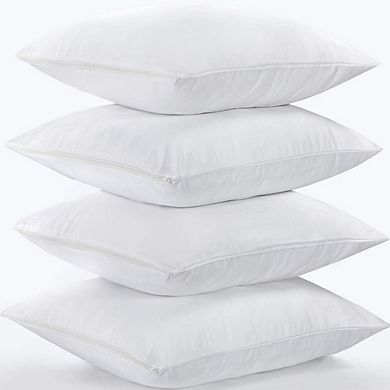 Standard Pillow Protectors Set of Four Ultra Fresh Cotton Zippered Covers White
