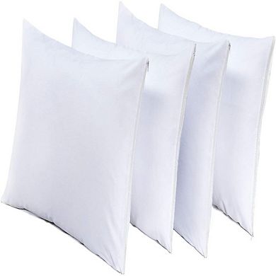 Standard Pillow Protectors Set of Four Ultra Fresh Cotton Zippered Covers White