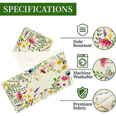 Eucalyptus Lavender Daisy Spring Table Runner 13 x 72 Inch Floral Farmhouse Decor