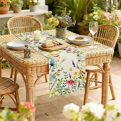 Eucalyptus Lavender Daisy Spring Table Runner 13 x 72 Inch Floral Farmhouse Decor