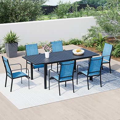 EROMMY 7 Piece Patio Outdoor Dining Table And Chairs Set For 4 To 8