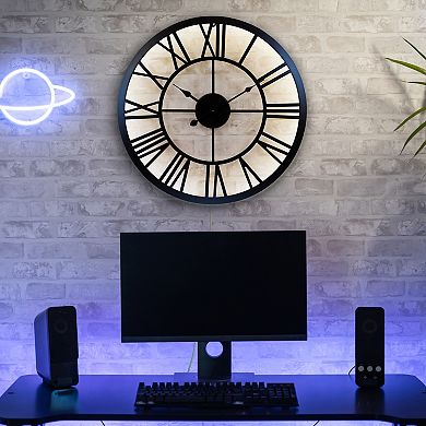 La Crosse Technology La Crosse Clock 19.7 inch Edison Lighted Analog Quartz Wall Clock