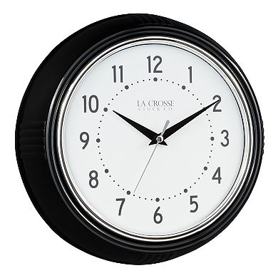 La Crosse Technology La Crosse Clock 9.5 Inch Retro Diner Black Quartz Wall Clock