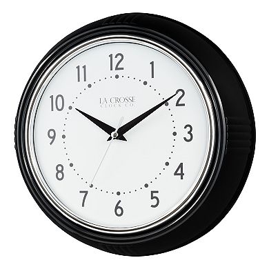 La Crosse Technology La Crosse Clock 9.5 Inch Retro Diner Black Quartz Wall Clock