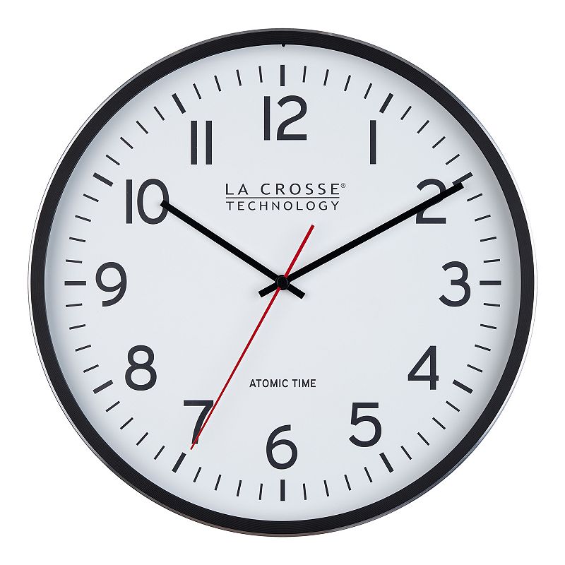 La Crosse Technology Atomic Metal Analog Wall Clock 11.8 Inches, Black