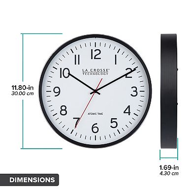 La Crosse Technology Atomic Metal Analog Wall Clock 11.8 Inches