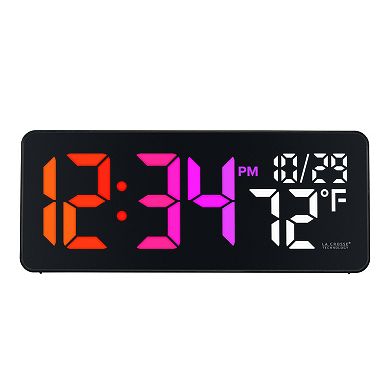 La Crosse Technology 513-1411 Color Changing LED Alarm Clock with Indoor Temperature