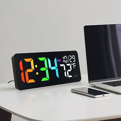 La Crosse Technology 513-1411 Color Changing LED Alarm Clock with Indoor Temperature
