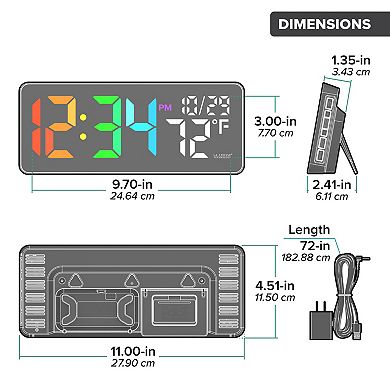 La Crosse Technology 513-1411 Color Changing LED Alarm Clock with Indoor Temperature