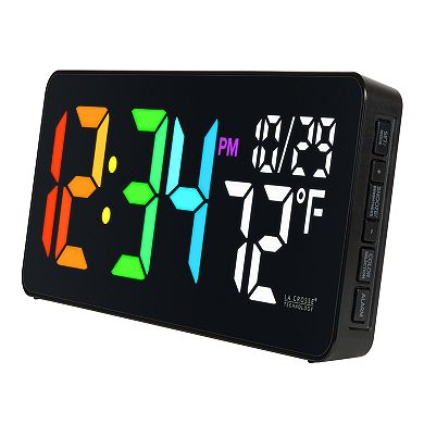 La Crosse Technology 513-1411 Color Changing LED Alarm Clock with Indoor Temperature