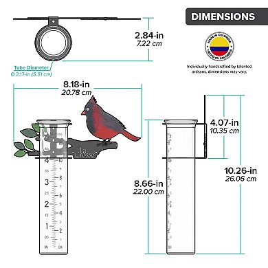 La Crosse Technology 5-Inch Capacity Metal Cardinal Rain Gauge