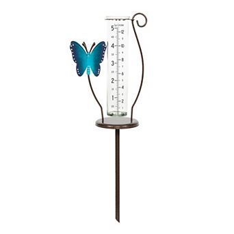La Crosse Technology 5-Inch Capacity Glass Butterfly Rain Gauge with Ground Rod