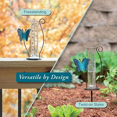 La Crosse Technology 5-Inch Capacity Glass Butterfly Rain Gauge with Ground Rod