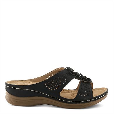 Patrizia Dipti Women's Wedge Slide Sandals With Floral Accents