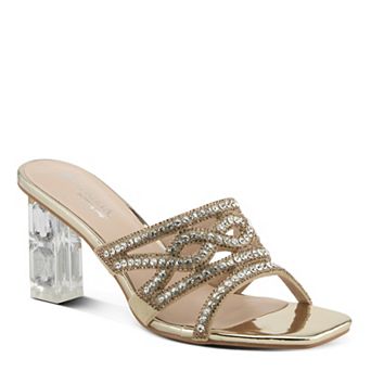 Patrizia Knowles Women's Slide Dress Heel Sandals With Rhinestone Detail