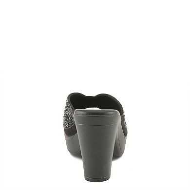 Patrizia Lavina Women's Platform Heel Slide Sandals With Rhinestone Accent