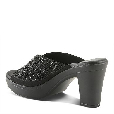 Patrizia Lavina Women's Platform Heel Slide Sandals With Rhinestone Accent