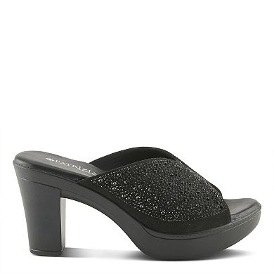 Patrizia Lavina Women's Platform Heel Slide Sandals With Rhinestone Accent