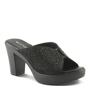 Patrizia Lavina Women's Platform Heel Slide Sandals With Rhinestone Accent