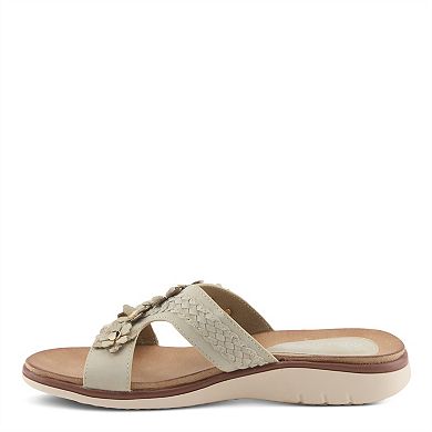 Patrizia Lisetta Women's Flat Slide Sandals with Floral Accent