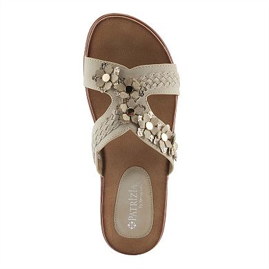 Patrizia Lisetta Women's Flat Slide Sandals with Floral Accent