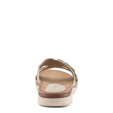 Patrizia Lisetta Women's Flat Slide Sandals with Floral Accent