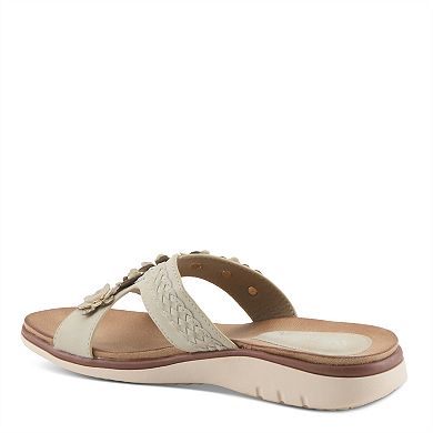 Patrizia Lisetta Women's Flat Slide Sandals with Floral Accent