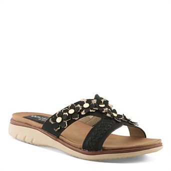 Patrizia Lisetta Women's Flat Slide Sandals with Floral Accent