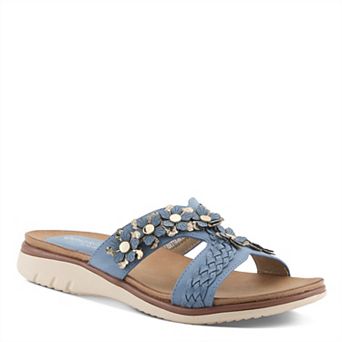 Patrizia Lisetta Women's Flat Slide Sandals with Floral Accent