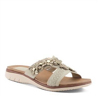 Patrizia Lisetta Women's Flat Slide Sandals with Floral Accent