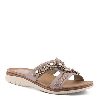 Patrizia Lisetta Women's Flat Slide Sandals with Floral Accent
