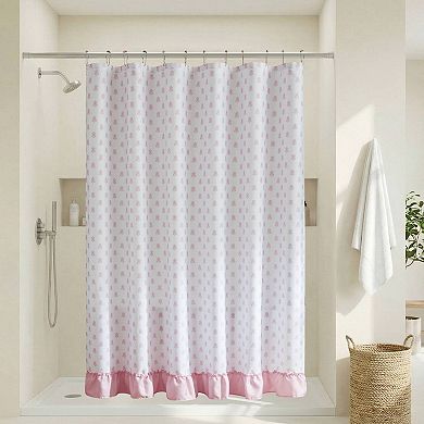 Intelligent Design Savanna Floral Ruffle Shower Curtain with Hooks