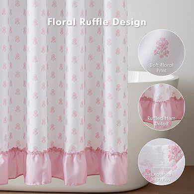 Intelligent Design Savanna Floral Ruffle Shower Curtain with Hooks