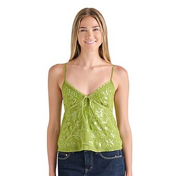 Juniors' madden girl Pull Through Ribbon Lace Top