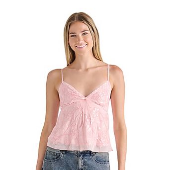 Juniors' madden girl Pull Through Ribbon Lace Top
