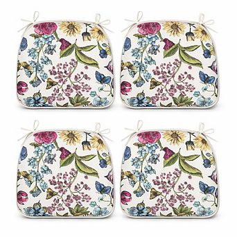 17x16x2 Inch Outdoor Chair Cushions Set of 4, U-Shape Seat Pads with Ties for Patio Garden Dining