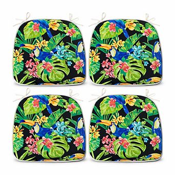 17x16x2 Inch Outdoor Chair Cushions Set of 4, U-Shape Seat Pads with Ties for Patio Garden Dining