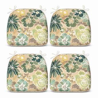 17x16x2 Inch Outdoor Chair Cushions Set of 4, U-Shape Seat Pads with Ties for Patio Garden Dining