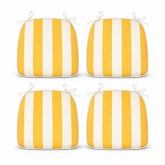 17x16x2 Inch Outdoor Chair Cushions Set of 4, U-Shape Seat Pads with Ties for Patio Garden Dining