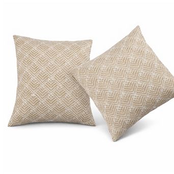 2 Pack Outdoor Throw Pillows, 18x18 Inch Waterproof Patio Cushions for Garden, Porch