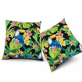 2 Pack Outdoor Throw Pillows, 18x18 Inch Waterproof Patio Cushions for Garden, Porch