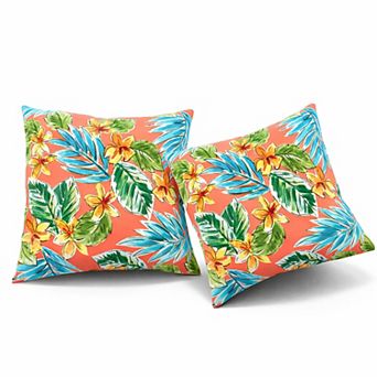 2 Pack Outdoor Throw Pillows, 18x18 Inch Waterproof Patio Cushions for Garden, Porch