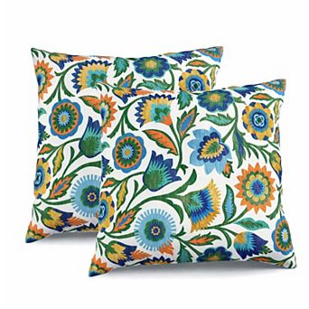 2 Pack Outdoor Throw Pillows, 18x18 Inch Waterproof Patio Cushions for Garden, Porch