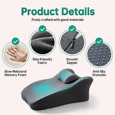 Memory Foam Reading Pillow, Ergonomic Wedge Pillow for Sitting, Sleeping, Lying & Relaxation