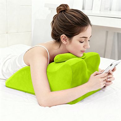 Memory Foam Reading Pillow, Ergonomic Wedge Pillow for Sitting, Sleeping, Lying & Relaxation