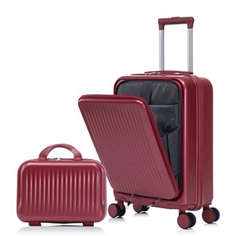 20" Hardside Carry On Luggage with 14" Cosmetic Case, Front Compartment Suitcase, 360° Spinner Wheel