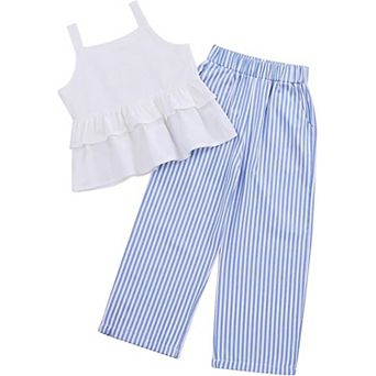 Girls Tank Top Wide Leg Pants Two Piece Outfit