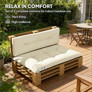 2-Piece Outdoor Bench Cushion Set, Tufted & Waterproof Swing Replacement Cushion for Patio Furniture