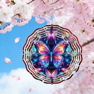 3D Wind Spinner, 10 Inch Metal Kinetic Sculpture, Hanging Wind Spinner for Yard, Patio Decor