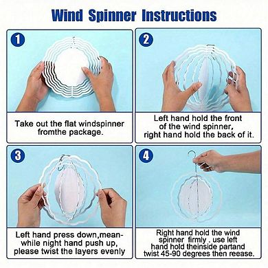 3D Wind Spinner, 10 Inch Metal Kinetic Sculpture, Hanging Wind Spinner for Yard, Patio Decor